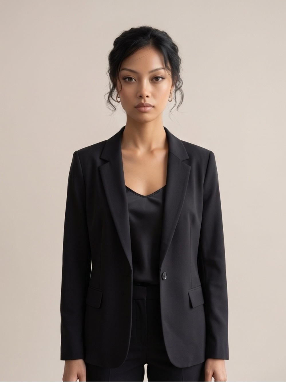Liz Claiborne Black Tailored Single-Button Blazer